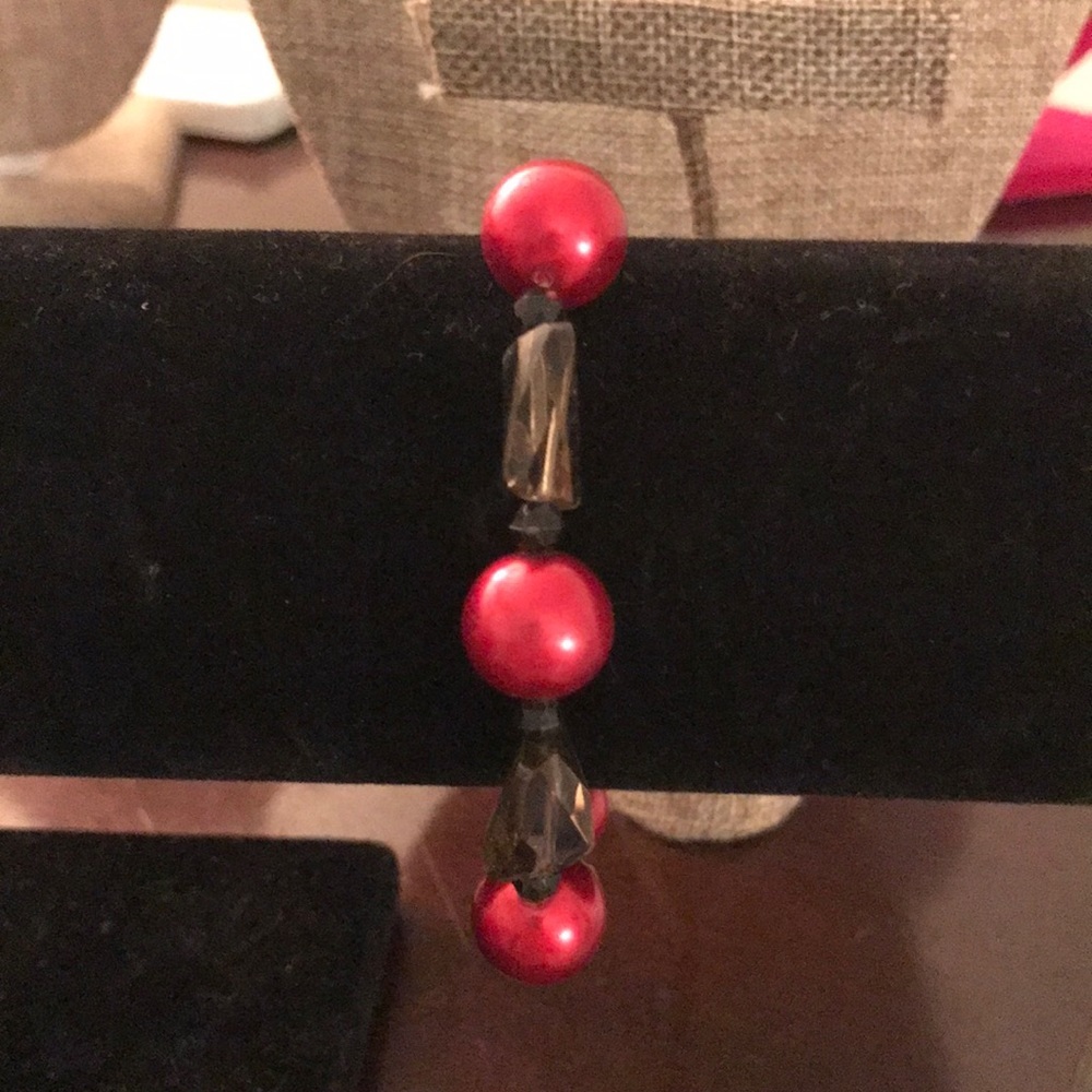 3 for $15 Red and Brown beaded bracelet with small cross